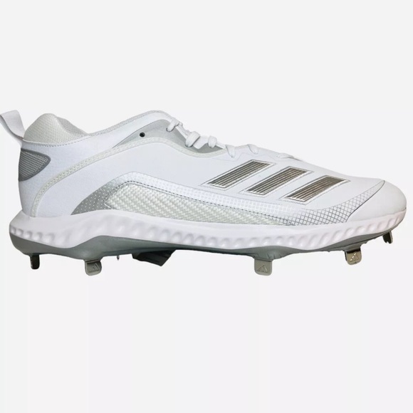 Adidas Icon 6 Bounce Mens Baseball Cleats Cloud White Silver EG7602 Size 14 - Picture 3 of 8